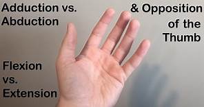 Abduction vs. Adduction, Flexion vs. Extension and Opposition of the Thumb