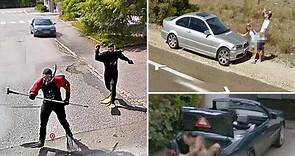 Person using Google Street View zooms in and finds a man walking down street with his penis hanging out