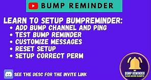 Setup Disboard Bump Reminder Bot | #bumpreminder #discordbot #multipurposediscordreminder
