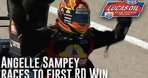 Angelle Sampey races to her first Top Alcohol Dragster round win in her debut race