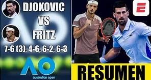 Novak Djokovic vs Taylor Fritz | RESUMEN HIGHLIGHTS Cuartos de Final | Australian Open 2024