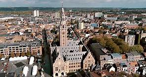 Aerial view of Central library of Catholic University of Leuven, Belgium