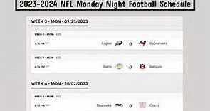 NFL Monday Night football 2023 24 games schedule