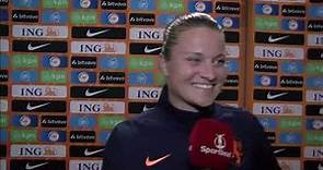 Interview met Sherida Spitse na de overwinning in Kerkrade tegen België in de uitzwaaiwedstrijd.