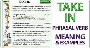 TAKE IN - Phrasal Verb Meaning & Examples in English