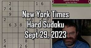 NYT Hard Sudoku Walkthrough | Sept 29, 2023