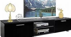 TV Stand for TVs Up to 70 Inches, Television Stands, Entertainment Center with Storage Cabinet and Open Shelves, Black