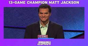Jeopardy! | Congratulations Matt Jackson, Jeopardy!’s 4th Winningest Champion Ever | JEOPARDY!