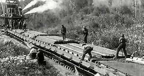 Construcción de via ferroviaria en Canada en el año 1910