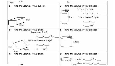 volume of prisms and cylinders worksheets