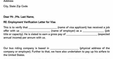 Employer Letter For Visa Sample