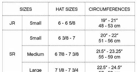 Bauer Helmet Size Chart