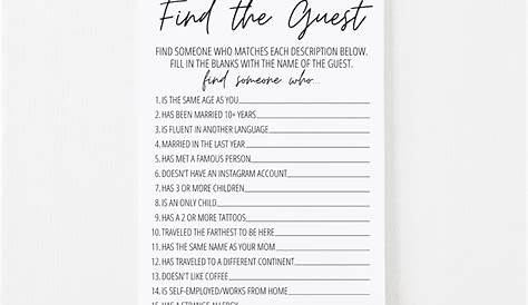 Find the Guest Bridal Shower Game find the guest bridal shower game
