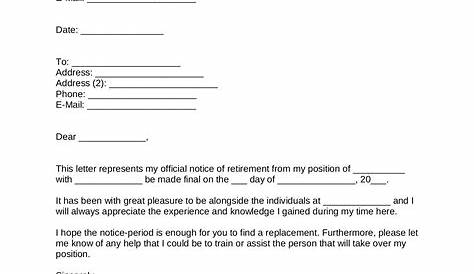 Free Retirement Letter Template - with Samples - PDF | Word – eForms