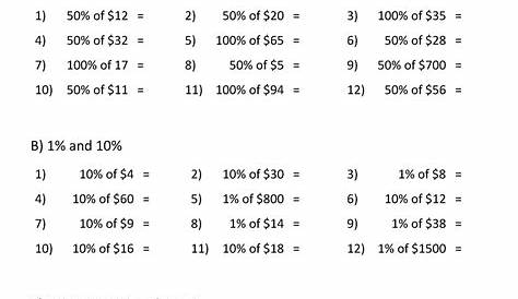 maths percentage worksheet