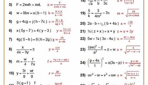rearranging formulas worksheets