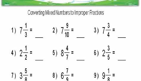 improper fractions to mixed numbers worksheets