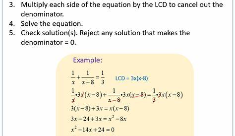 Solving Rational Equations (examples, solutions, videos, worksheets)