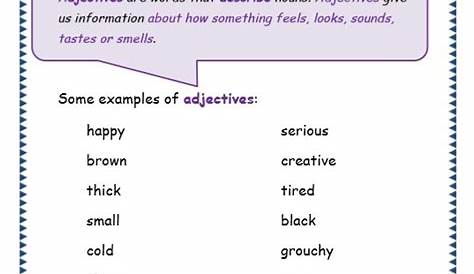 adjective worksheet 4th grade