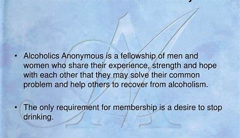 PPT - Alcoholics Anonymous for the Professional PowerPoint Presentation