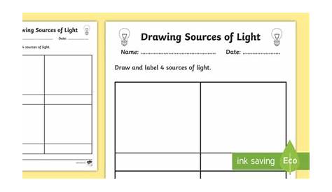 sources of light worksheet grade 1