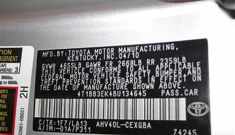 2011 Toyota Camry Hybrid Color Code Photos | GTCarLot.com