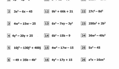 factoring perfect square binomials worksheet