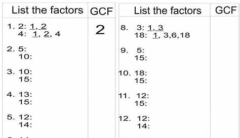 gcf math worksheet