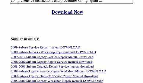 subaru service manual pdf