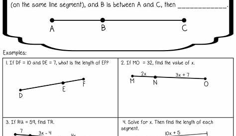 segment addition postulate free worksheet