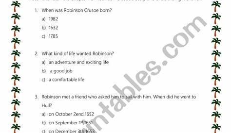 grade 5 robinson crusoe worksheet