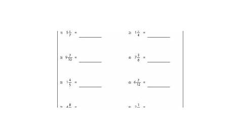 Convert Improper Fractions and Mixed Numbers Worksheets