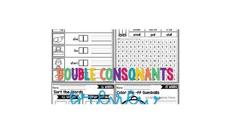 Double Consonants Worksheets | Final Double Consonants Activities