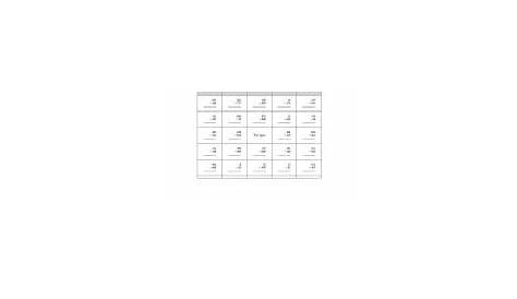 math bingo worksheet