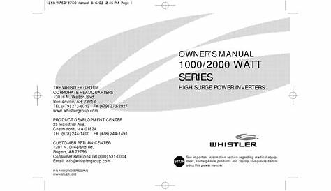 WHISTLER 1000 OWNER'S MANUAL Pdf Download | ManualsLib