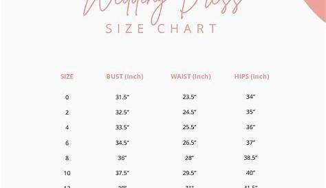 wedding dress size chart