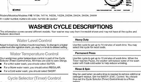Kenmore 11024292300 User Manual AUTOMATIC WASHER Manuals And Guides