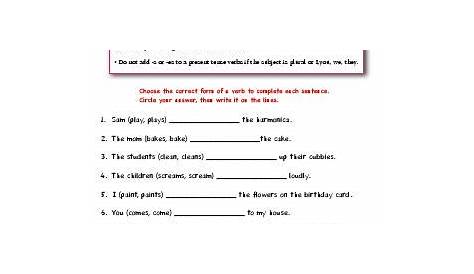 Verbs / Verb Tenses | Third Grade English Worksheets | Biglearners