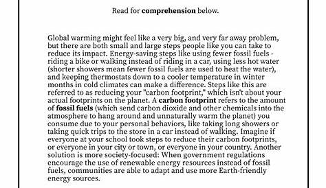 Global Warming Solutions Printable Reading Worksheet | Woo! Jr. Kids