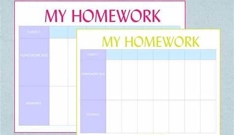 homework planner free printable