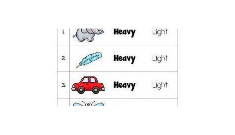 heavy light worksheet