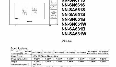 panasonic nn sn651w microwave user manual