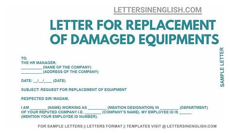 Request Letter for Replacement of Damaged Equipment - Letter for