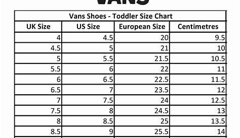 vans sizing chart shoes
