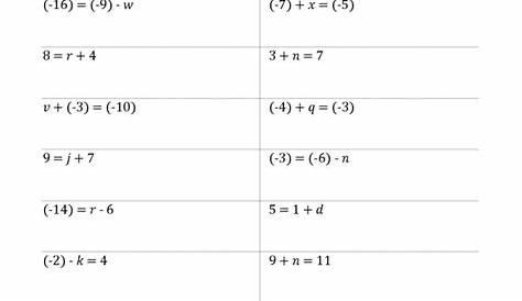 infinite algebra 1 one step equations worksheets answers