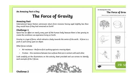gravity force lab worksheet answers