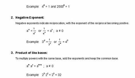 Exponents Properties Handout | Exponent worksheets, Exponents, Algebra