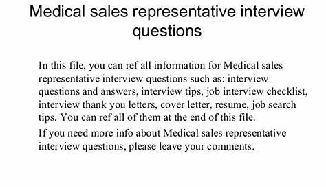 Medical sales representative interview questions