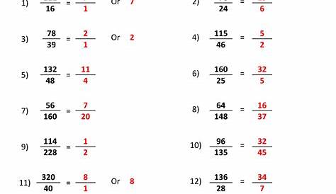 lowest term fraction worksheet