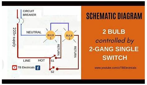 2 Gang Switch Wiring (Actual and Schematic Diagram) | Switch, Diagram
